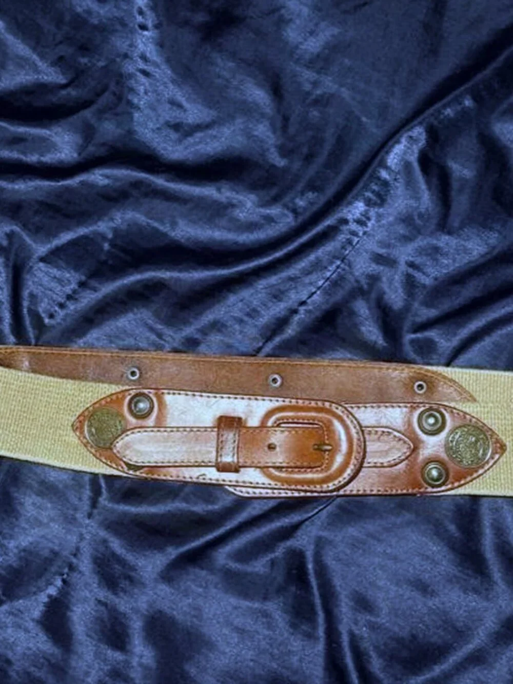 Vintage Ann Taylor Leather Belt Coins Wide S / M